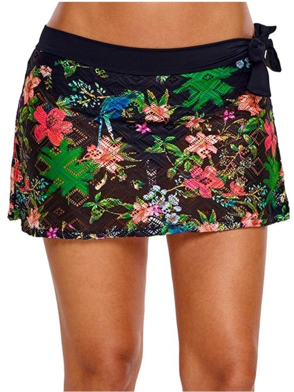 Floral Lace Swim Skirt with Side Tie!